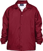 Vos Sports 100% Taffeta Nylon Water Resistant Coach Jacket 3203 BURGUNDY Pocket