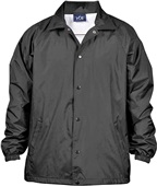 Vos Sports 100% Taffeta Nylon Water Resistant Coach Jacket 3203 BLACK Pocket