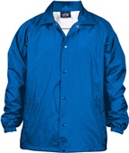 Vos Sports 100% Taffeta Nylon Water Resistant Coach Jacket 3203 ROYAL Pocket