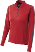 Womens Thumbhole-Cuffs Pullover Jacket (Black,Forest,Graphite,Maroon,Navy,Royal,Red,White) SCARLET/GRAPHITE Pocket