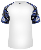 Badger Sport Camo Sport Performance Tee Shirt WHITE/ROYAL/CAMO Front