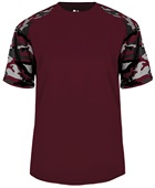 Badger Sport Camo Sport Performance Tee Shirt MAROON/MAROON/CAMO Front