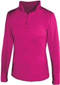 Badger Sport 1/4 Zip Ladies' Lightweight Pullover HOT PINK Pocket