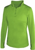 Badger Sport 1/4 Zip Ladies' Lightweight Pullover LIME Pocket