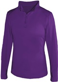 Badger Sport 1/4 Zip Ladies' Lightweight Pullover PURPLE Pocket