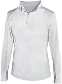 Badger Sport 1/4 Zip Ladies' Lightweight Pullover WHITE Pocket