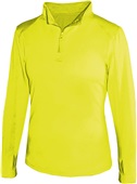 Badger Sport 1/4 Zip Ladies' Lightweight Pullover SAFETY YELLOW-GREEN Pocket